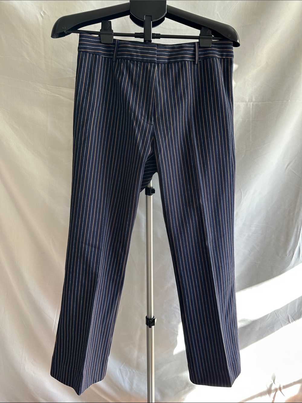 10 Crosby Derek Lam Navy Pinstripe Dress Pants